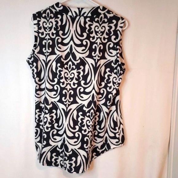 Halife black sleeveless summer white top blouse tunic sz L - Picture 5 of 8
